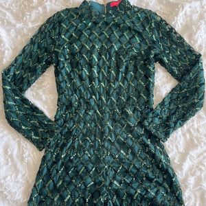 Green sequin romper.